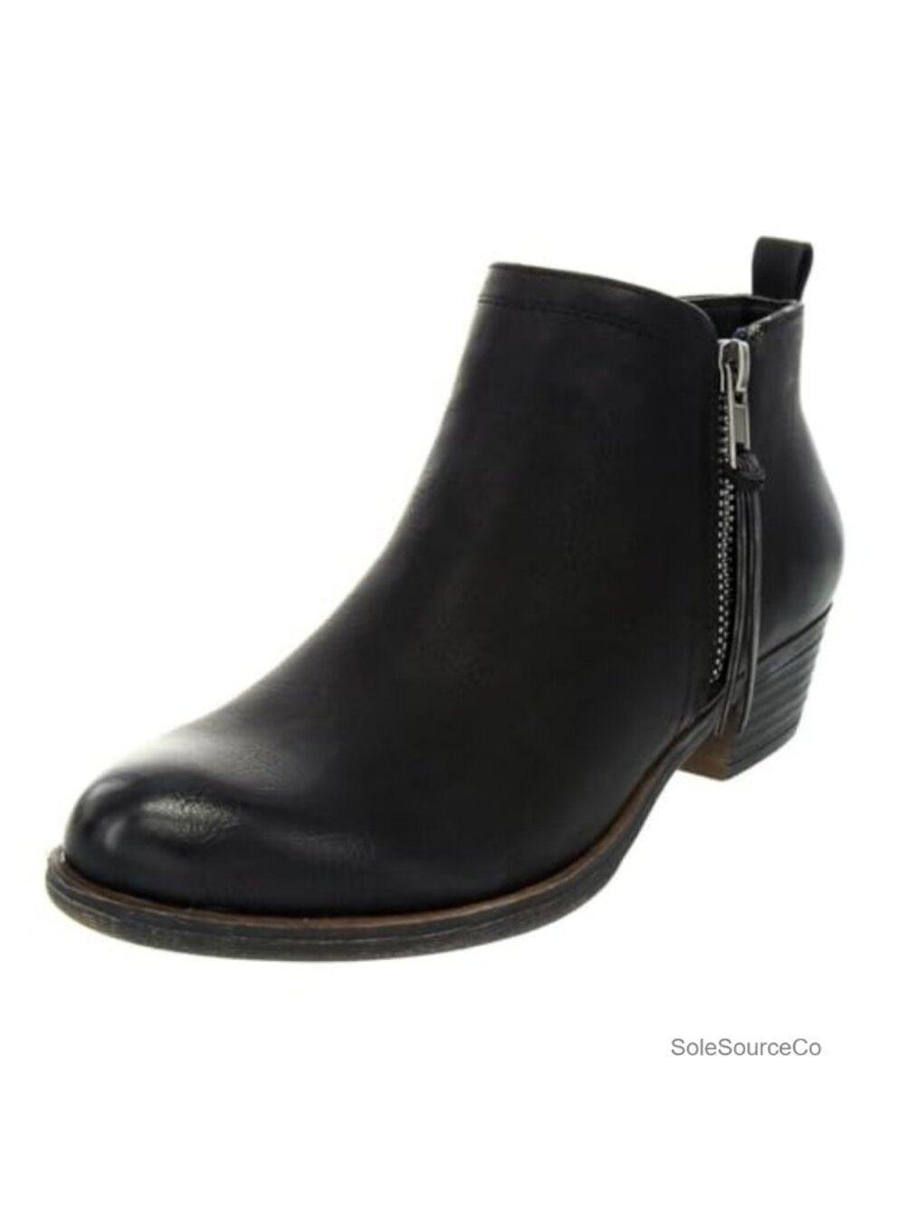 Faux Leather Ankle Bootie with Zip, 1.5" Heel, Water Resistant